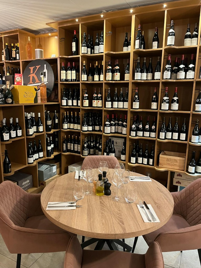 Wine bottles on display